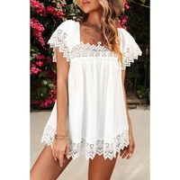 Azura Exchange Pom Pom Lace Splicing Blouse