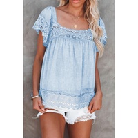 Azura Exchange Pom Pom Lace Splicing Blouse