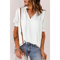 Azura Exchange Frill Neck Puff Sleeve Blouse