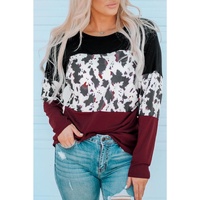 Azura Exchange Long Sleeve Cow Print Blouse