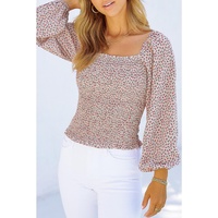 Azura Exchange Puff Sleeve Floral Smocked Top