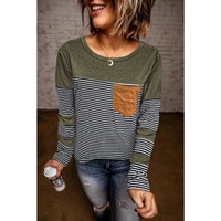 Azura Exchange Pinstripe Patch Pocket Top