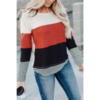 Azura Exchange Colorblock Splicing Stripes Top