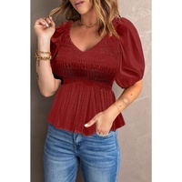 Azura Exchange Puff Sleeve Smocked Top