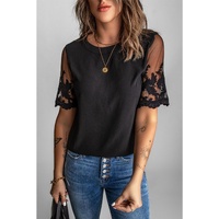 Azura Exchange Lace Sleeve Patchwork Top