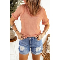 Azura Exchange Frill V Neck T-shirt