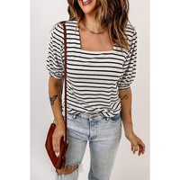 Azura Exchange Puff Sleeve Striped Top