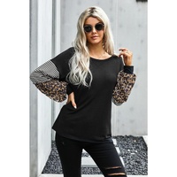 Azura Exchange Leopard Sleeve Colorblock Top