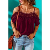 Azura Exchange Off-shoulder Crochet Neckline Short Sleeve Top