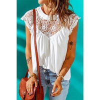 Azura Exchange Crochet Patchwork Cap Sleeves Flowy Top