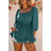 Azura Exchange Ruffled Sleeve Square Neck Blouse