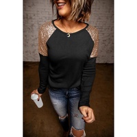 Azura Exchange Sequin Shoulder Long Sleeve Top