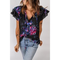 Azura Exchange Butterfly Sleeves Tie-dye Print Blouse