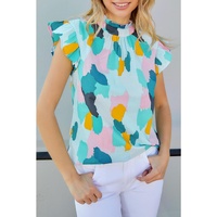 Azura Exchange Ruffle Mock Neck Printed Top