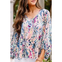 Azura Exchange Puffy Sleeve Floral Print Blouse