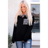 Azura Exchange Leopard Patch Pocket Long Sleeve Top