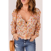 Azura Exchange Floral V Neck Peplum Shirt