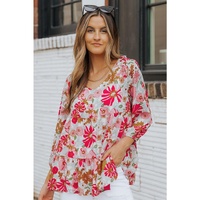 Azura Exchange Ruched V Neck Babydoll Blouse