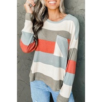 Azura Exchange Ribbed Knit Top with Pocket