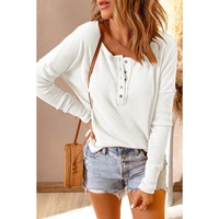 Azura Exchange Waffle Knit Henley Top