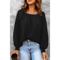 Azura Exchange Puff Sleeve Waffle Knit Top