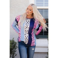 Azura Exchange Leopard Print Long Sleeve Blouse