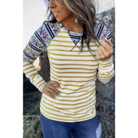 Azura Exchange Striped Cartoon Graphic Raglan Sleeve Blouse