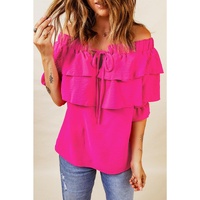 Azura Exchange Lace Up Off Shoulder Ruffle Tiered Blouse