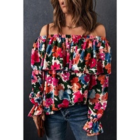 Azura Exchange Floral Print Off Shoulder Blouse