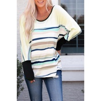 Azura Exchange Striped Color Block Long Sleeve Top