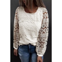 Azura Exchange Lace Contrast Hollow-out Blouse