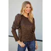 Azura Exchange Sequin Puff Sleeve Top