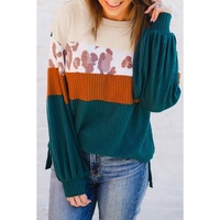 Azura Exchange Leopard Waffle Knit Top