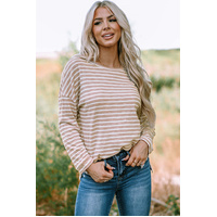 Azura Exchange Striped Print Long Sleeve Top