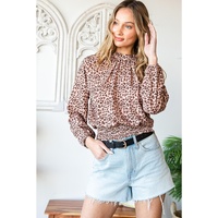 Azura Exchange Smocked Bubble Sleeves Blouse