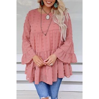 Azura Exchange Swiss Dot Ruffled Blouse