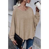 Azura Exchange Tie Plunging Back Dolman Sleeve Oversize Top
