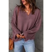 Azura Exchange Loose Waffle Knit Long Sleeve Top