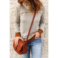 Azura Exchange Cowl Neck Patchwork Long Sleeve Top