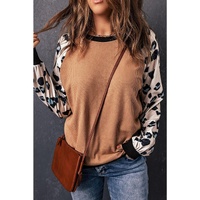 Azura Exchange Leopard Sleeve Contrast Knitted Pullover Top