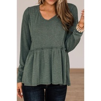 Azura Exchange Outseam Detail Long Sleeve Peplum Top