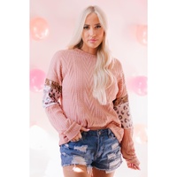 Azura Exchange Sequin Splicing Sleeves Knit Top