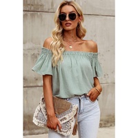 Azura Exchange Textured Ruched Ruffle Blouse