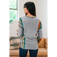 Azura Exchange Leopard Bubble Sleeves Knit Top