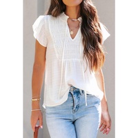 Azura Exchange Pleated Flutter Sleeve Drawstring Blouse