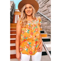 Azura Exchange Ruffle Cap Sleeve Floral Print Blouse