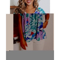 Azura Exchange Print Flutter Sleeve Blouse