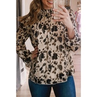 Azura Exchange Printed Bubble Sleeves Blouse with Frilled Neck