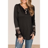 Azura Exchange Leopard Splicing Buttoned Knit Top