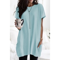 Azura Exchange Side Pockets Short Sleeve Tunic Top